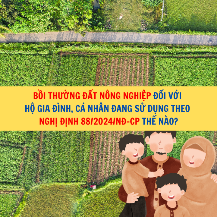 Bồi thường đất nông nghiệp đối với hộ gia đình, cá nhân đang sử dụng theo Nghị định 88/2024/NĐ-CP thế nào?