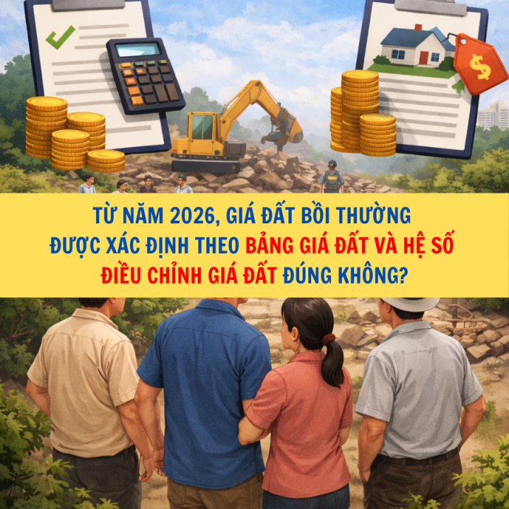 Từ năm 2026, giá đất bồi thường được xác định theo bảng giá đất và hệ số điều chỉnh giá đất đúng không?