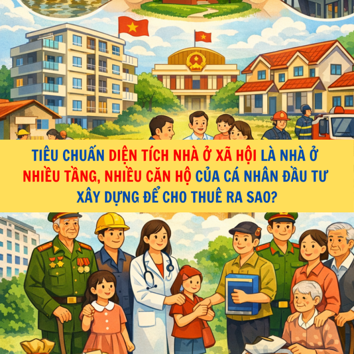 Tiêu chuẩn diện tích nhà ở xã hội là nhà ở nhiều tầng, nhiều căn hộ của cá nhân đầu tư xây dựng để cho thuê ra sao?