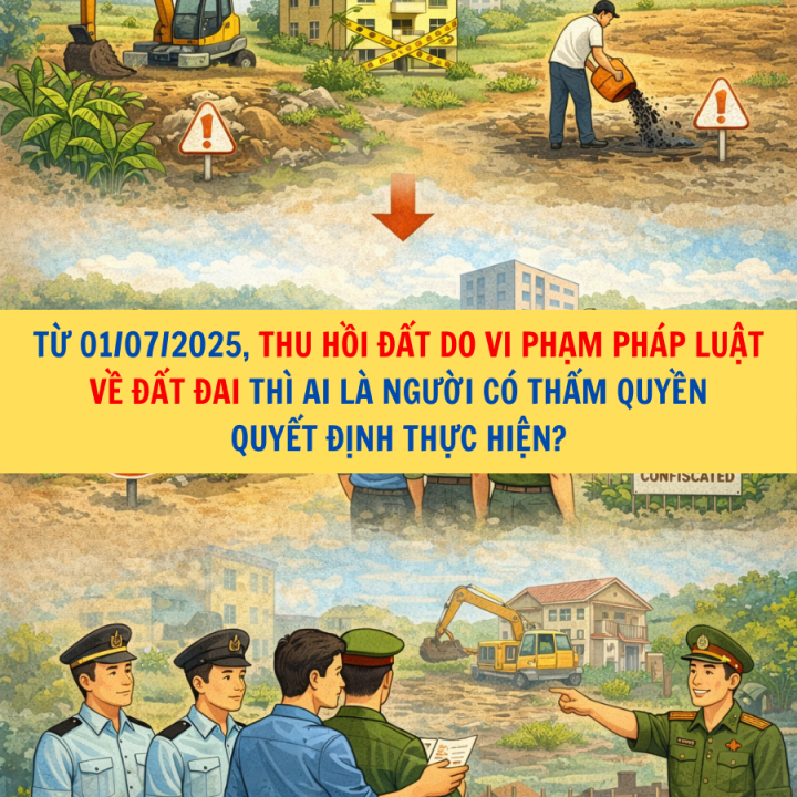 Từ 01/07/2025, thu hồi đất do vi phạm pháp luật về đất đai thì ai là người có thẩm quyền quyết định thực hiện?