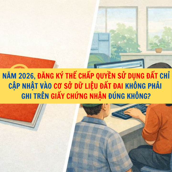 Năm 2026, đăng ký thế chấp quyền sử dụng đất chỉ cập nhật vào cơ sở dữ liệu đất đai không phải ghi trên Giấy chứng nhận đúng không?